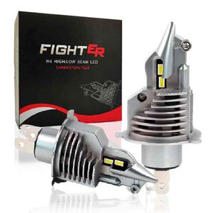 Lampe Led Phare Coche Moto Fighter H4 Canbus Ampoule 12V 6000K Blanc Jaune 70W 15000Lm Faisceau Haut/Bas