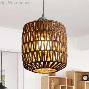 Lampenkap Cover Licht Geweven Hangende Kroonluchter Rotan Plafond Lampenkap Tinten Kooi Weven Rustieke Vervanging Farmhousewicker HKD230825