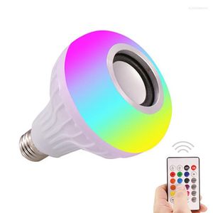 Lampe sans fil, haut-parleur compatible Bluetooth, télécommande, Audio variable, ampoule intelligente RGB E27 colorée