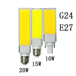 Lampada E27 G24 10W 15W 20W SMD COB AC85V-265V lampe à prise horizontale blanc chaud Bombillas Led PL maïs ampoule 180 degrés Spot light157W