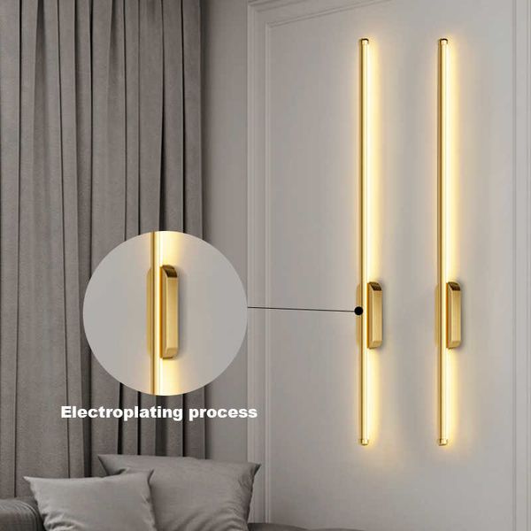 Lampes 2pcs Lumière Design Moderne Long Bâton Simple Style Nordique Décor Intérieur Fond Applique Couloir Or LED AppliqueHKD230701