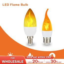 Lampes E14 / E27 LED Flame Famps 4 Modes Party LED Flame Effet Light Simulation Lights Fire Bulbe Garden Decor Flicking Lampe