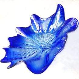 Lampen handgeblazen glazen wandkunstplaat moderne decoratieve hangende platen Dale Chihuly stijl blauwe kleur glas Tiffany gekleurde platen lampen