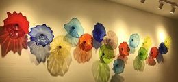 Lámparas Venta caliente Placas de vidrio soplado a mano para decoración de pared Estilo Placas colgantes de vidrio de Murano multicolor Arte de la pared Tamaño de color personalizado