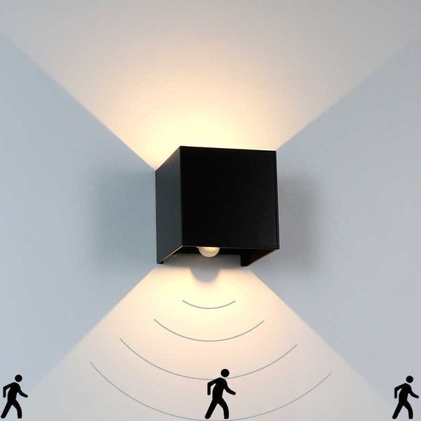Lampes LED avec détection de mouvement du corps humain IP65 étanche extérieur intérieur applique murale luminaire de jardin en aluminium AC90-260VHKD230701