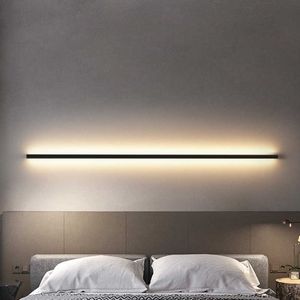 Lampes Modernes 60/80/100 / 120cm LED Appliques Murales Interrupteur De Gradation Chambre Appliques De Chevet Noir Or Blanc Métal Salon Allée Salle De Bains LampeHKD230701