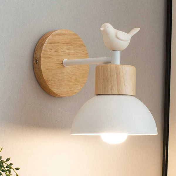 Lámparas Lámpara de pared LED moderna Accesorio de iluminación creativo de madera Habitación de invitados Balcón Escalera Aplique Dormitorio Mesita de noche Pájaro Decoración nórdica LightHKD230701