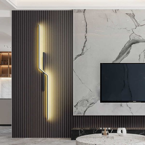 Lámparas de tira minimalista moderna, lámpara de pared LED, luces de iluminación para dormitorio, cabecera, sala de estar, rejilla, TV, sofá, vestíbulo, decoración de fondoHKD230701