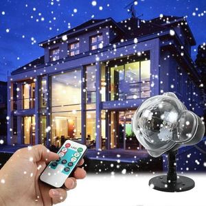 Lampen Nieuwe kerst buiten LED Snowfall Light Snowflake Projection Lamp Garden Lawn Snow Shower EU US Plug met afstandsbediening