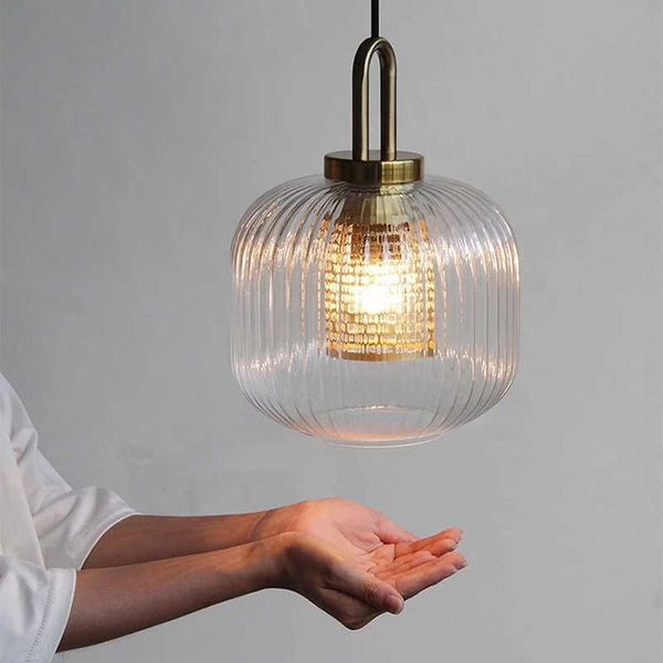 Lámparas Colgante de cristal nórdico Lámpara colgante japonesa Diseño Deco Led Lámparas colgantes Dormitorio Luminaria moderna Lámpara de suspensión AA230407