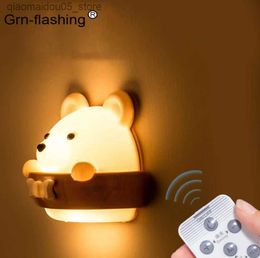 Lampen tinten 110-240V LED-wandlamp USB laadwandlamp afstandsbediening Nachtlicht Licht Baby Huislevertafel Verstelbare helderheid Timer Q240416