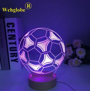 Lampen tinten 3D illusie kind nacht licht voetbalbal houten nachtlampje voor kinderen slaapkamer decoratie voetbal kleuren houten tafellamp cadeau y240520zd8l