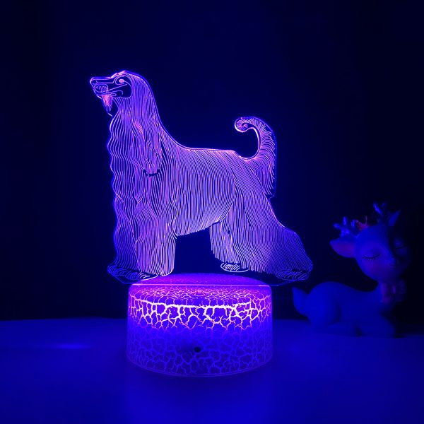 Lámparas Sombras 3D Ilusión LED Luz de noche Afghan Hound Dog 7 Color Cambiador Decorativo Niño Niño Bebé Escritorio Mesita de noche Regalo 230411