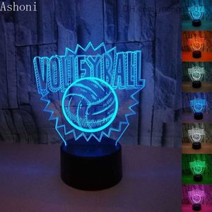 Lampes Shades 3D NOUVEAU Volleyball Forme Lampe De Table USB 7 Couleurs LED Lumières Décor À La Maison Lampara Chambre Chevet Bébé Veilleuse Cadeaux Z230805