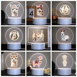 Lampes Shades Alpaca Creative Table Bedside Lamp 3D LED NIGHT Light Gift For Kids Room Decor Decoration Enfants Hoom Gift Y240520ELK0