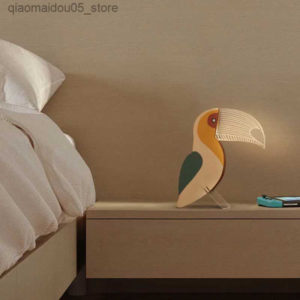 Lampes nuances animales LED NIGHT LETURE BOISE ACRYLIQUE Tableau USB Décoration lumineuse pour les enfants Pélican Pélican Sirius Whale Toucan Q240416