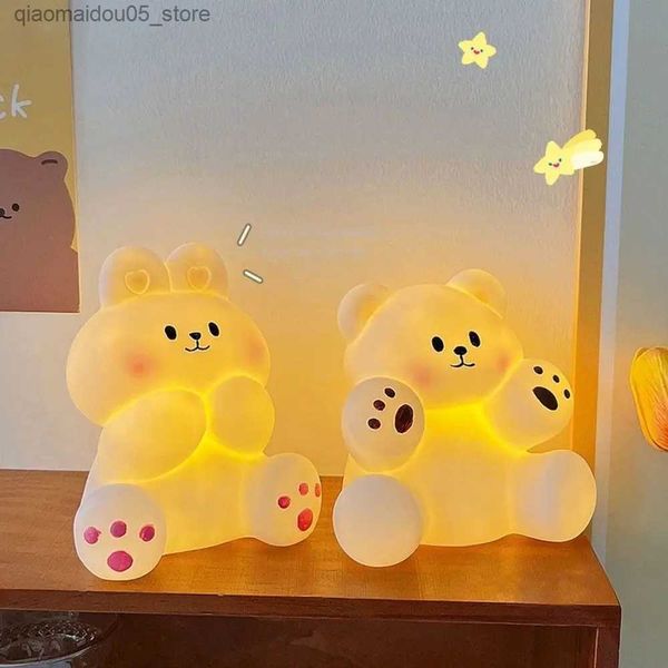 Lampes nuances bébé cadeau ours lapin table de chambre à coucher léger léger léger LED nuit lumière Q240416