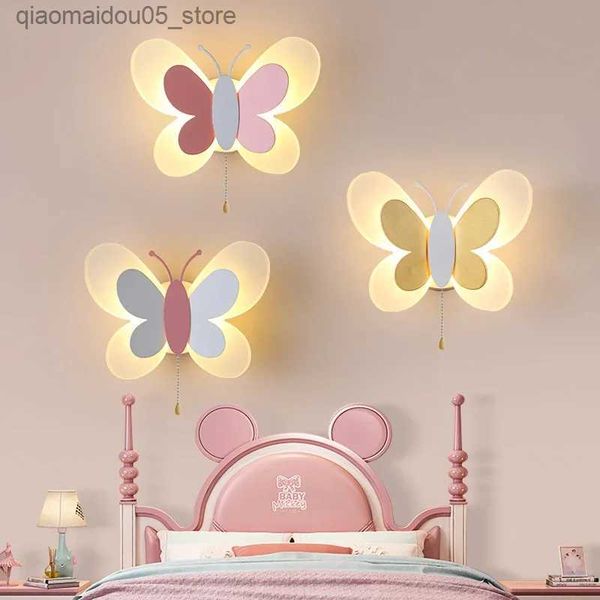 Lampes nuances papillon fille chambre légère dessin animé caricaturé enfant énergie garçon léger chambre murale pendante légère Q240416
