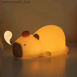 Lampes nuances capybara nuit lumière mignonne silicone clight led touche capteur lumière rgb soft light childrens light besktop décoration cadeau q240416
