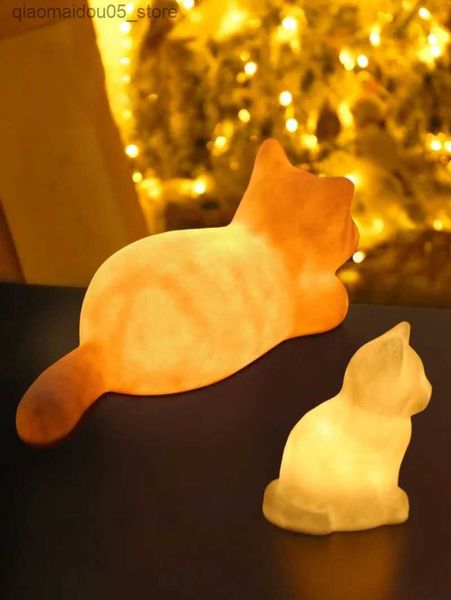 Lámparas de lámparas Luz de gato Luz de dormitorio dual color de color para dormir Luz ambiental pequeña noche de escritorio de escritorio decorativo Q240416