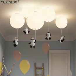 Lampenkappen Creatieve Panda Led-kroonluchters Ballonverlichting Schattig Baby Kinderen Slaapkamer Woonkamer Eetkamer Hanger Hangende verlichting Designer 230418