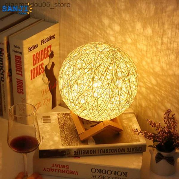 Lampes nuances créativité moderne rotin balle LED CHAMBRE DE RECHERCHE DE VIE LIT ROTAN ROPE TABLE LEIL CADEAU ANNIVERSAIRE DÉCORATION HOME HOME Q240416