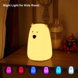 Lampen tinten schattige beren led nacht lichte decoratie krib licht siliconen touch sensor kraanregel lampje kinderen verjaardagscadeau q240416