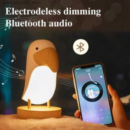 Lampen tinten schattige bluetooth led night light toucan bird bird usbargable slaapkamer tafel licht dimbare huisverlichting bluetooth luidspreker Q240416