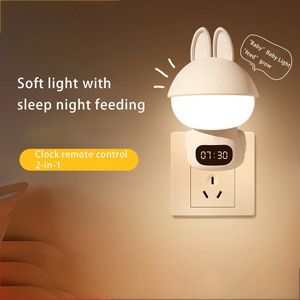 Lampes abat-jour mignon LED veilleuse bébé soins infirmiers Protection des yeux lampe Plug-in télécommande chambre chevet sommeil lampe de Table 231019