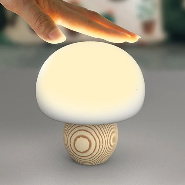 Lámparas Sombras Lindo Mini LED Lámpara de setas Luz USB Luces de noche Sensor táctil Lámpara de atmósfera Suave Bebé Niño Durmiendo Lámpara de noche 231019