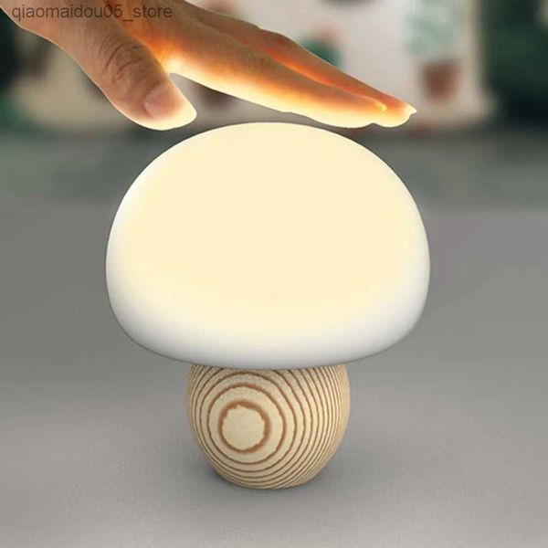 Lampes nuances mignon mini champignon LED Light Usb Night Light Touch Capteur atmosphérique clair bébé somnolent Sleep Light Q240416