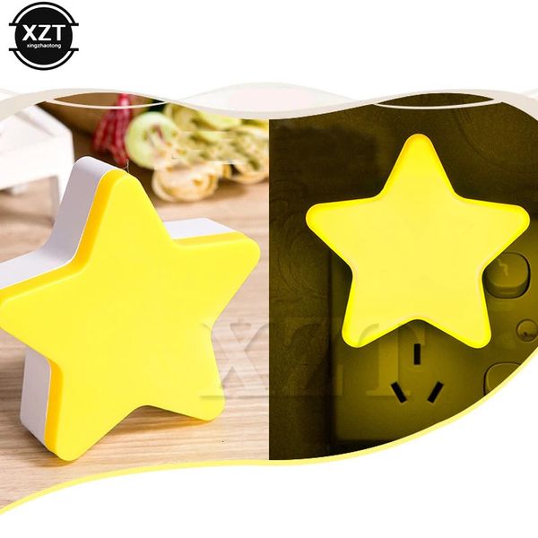 Lampes Abat-jour Étoile Mignonne LED Plugin Veilleuse Intelligente Pentagramme Capteur De Lumière Contrôle Lampe Murale De Chevet Bébé Lumière de Couchage pour Chambre 231109