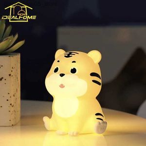 Lampen tinten schattige tijger siliconen nachtlampje met patroonschakelaar kinderkamer