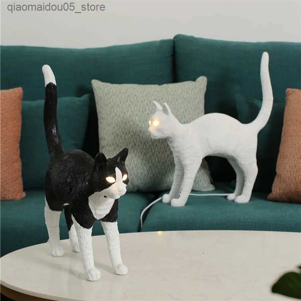 Lampes stores designer table de chat lampe nordique jobby table d'éclairage de chambre de lit de chambre à coucher de chambre à manger décor démission de démission d'éclairage animal Q240416
