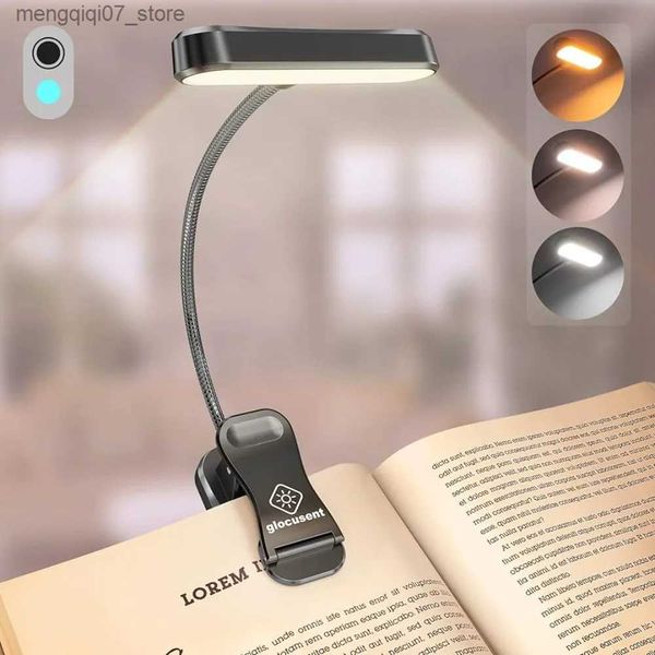 Lampes Abat-jour Soins des Yeux Horizontal ET-Tête Livre Lumière Luminosité Dimmable Lampe de Livre Usb Rechargeable Lecture Lumière Chevet Lecture Veilleuse L240311