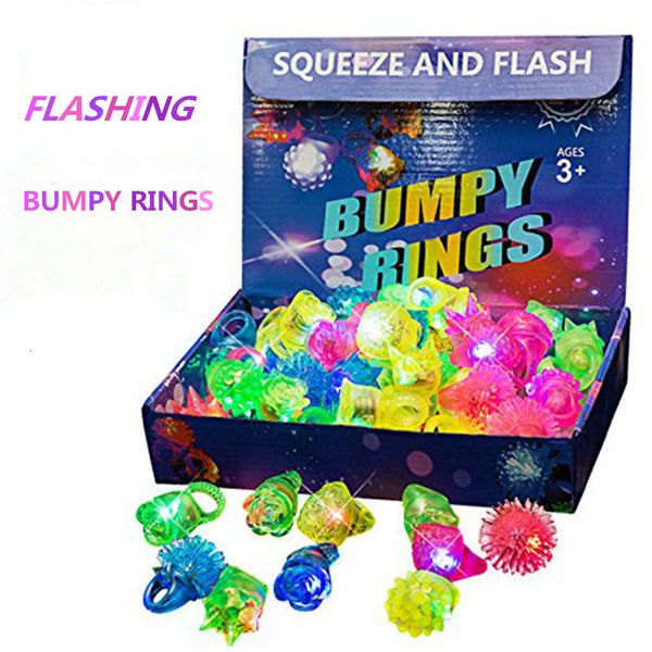 Lampes Shades Anneau lumineux Clignotant Light Up Bumpy Toys LED Finger Lights Party Favor Clignotant Gelée Anneaux En Caoutchouc Anniversaire Fournitures 230613