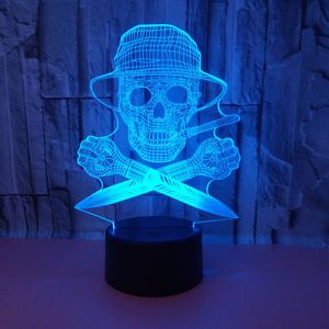 Lampen tinten Halloween Skull Led Night Light for Room Decor cadeau Kinderkinderen Kinderen kleurrijke touch 3d tafel bedlichten 230411