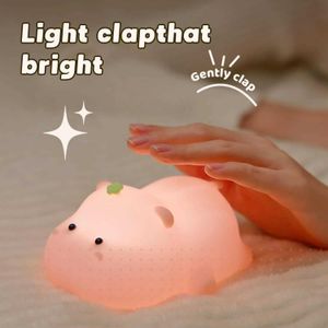 Lampes nuances kawaii rose hippopo kid night lumière usb rechargeable squishy led night Light for Enfants Baby Bedroom Animal Dimmable Night lampe y240520uap0