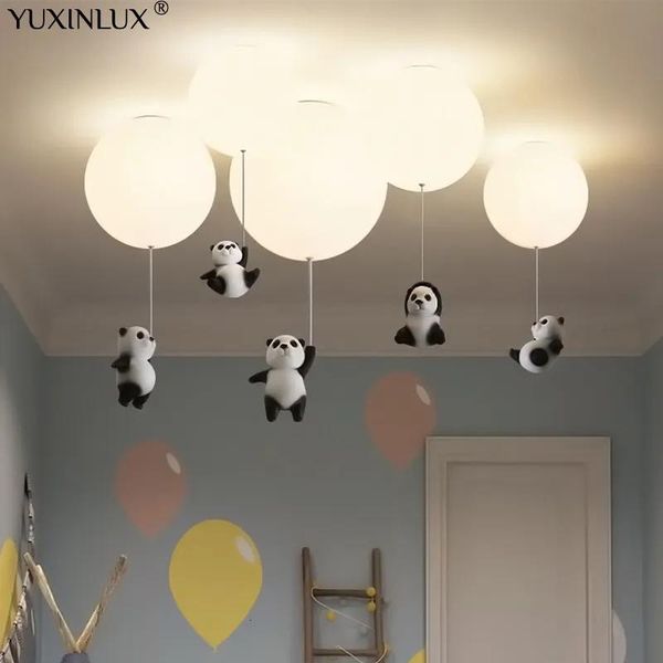LampsShades Lámparas Sombras Panda Creativo Lámparas Led Luces De Globo Lindo Bebé Niños Dormitorio Sala De Estar Comedor Colgante Iluminaciones Colgantes