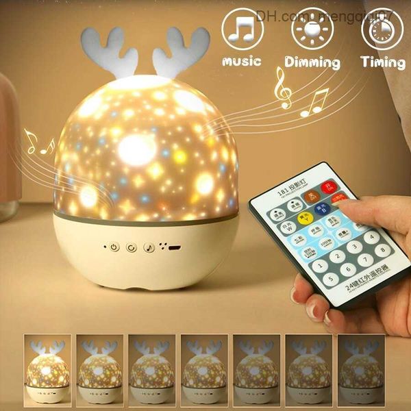 Lampes Abat-jour Lampes Abat-jour Veilleuse Chambre Ciel Étoilé Projecteur Bluetooth Haut-Parleur Cerf USB Table Lampe De Bureau Décor De Chevet Enfants Bébé Cadeau D'anniversaire 230804 Z230805