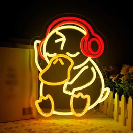 Lampes Shades Light Light Light Light Duck Anime Néon SIGNER ANNIVERSAIRE CADEAU CONDITION DE CHAMBRE DE CHAMBRE DE CHAMBRE ACCESSOIRES LAMPARA POUR NAVIDAD Y240520FRUS