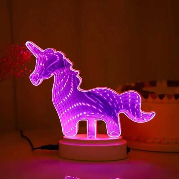 Lampes nuances miroir miroir de rêve la lettre tunnel modélisation légère 3d néon décoratif lampe décoration de chambre de Noël pour enfants enfant garçon fille d'anniversaire cadeau y2405202g45