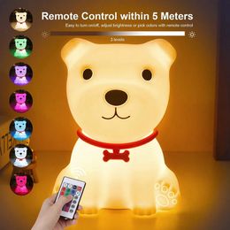 Lámparas Sombras LED Luz de noche Lámpara de perro lindo Sensor táctil Control remoto Niños Niños Lámparas de bebé Dormitorio Mesa Habitación Veilleuse Decoración de cabecera 231019