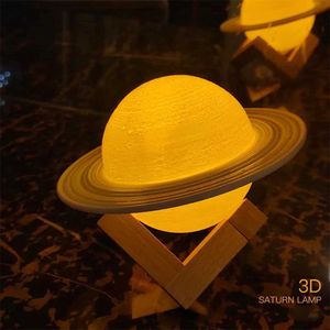 Lampes nuances LED Night Light Romantic Starry Sky Light 3d Saturne Multi-couleur Night Lampe Light Light Light Bedroom Bedside Lantern Y240520P03M