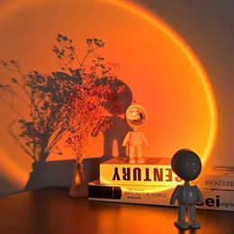 Lampes nuances LED Sunset lampe colorée projection claire légère astronaute coucher de soleil lampe 360 ​​rotation intérieure atmosphère légère tactile caméra remplissage lampe y24052080yz