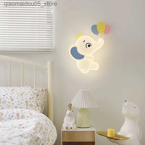 Lampes nuances de chambre pour enfants moderne lampe murale LED mignon lampe d'éléphant chaude et romantique bébé chambre de bébé garçon et fille de chambre à coucher lampe murale Q240416