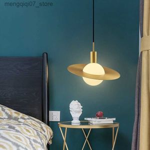 Moderne Glazen Bol Hanglamp Led Nordic Goud Hangende Verlichting Planeet Slaapkamer Nachtkastje Maan Armatuur Woondecoratie Binnenverlichting L240311