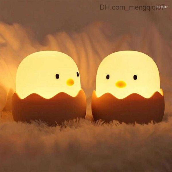 Lámparas Pantallas Luces nocturnas Niños Luz táctil Silicona suave USB Recargable Dormitorio Decoración Regalo Animal Cáscara de huevo Chick Lámpara de noche Bebé LED Z230805