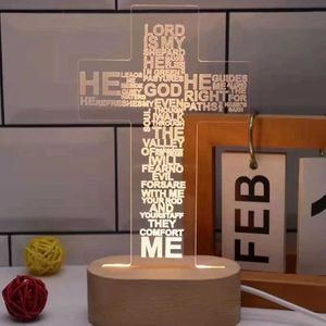 LAMPS Shades Night Lights Jésus Cross Desktop Ornaments Lettre 3d Night Light Chadow Creative Table Lampe USB Salle de lit DÉCORATIONS DE MAISON Y240520DFKZ