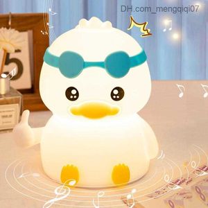 Lampes Abat-jour Veilleuses Silicone Canard Lampe De Chevet 3 Vitesses Dimmable 1200mAh Lampe De Sommeil De Bébé Intégré Minuterie De Musique Arrêt Affichage De La Puissance Pour Chambre D'enfants Z230805